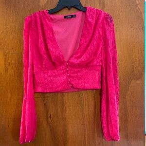 Hot pink lace blouse